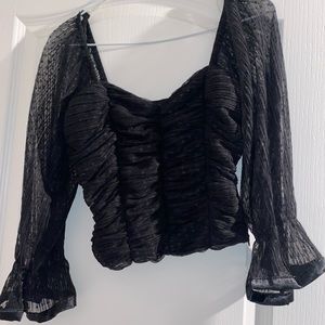 Puff Sleeved Rutched Crop Top